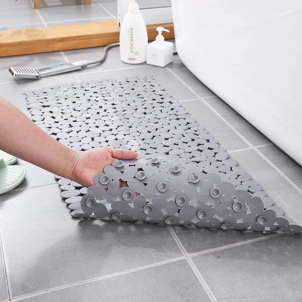 Non-Slip Bath Tub Shower Mats Pebble Shape Machine Washable Bathtub Mat