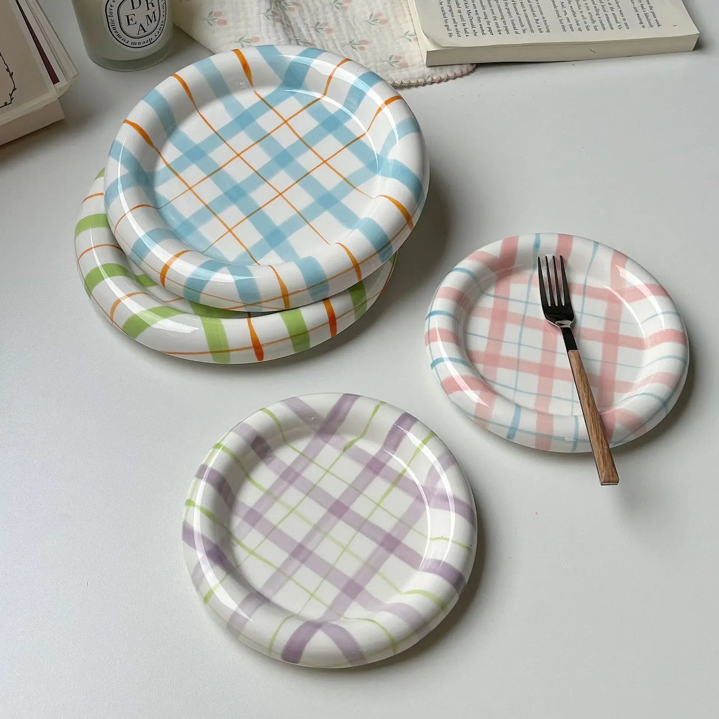 Cream Luxury Plate Dish Food Grade Ceramic Snack Cake Plate