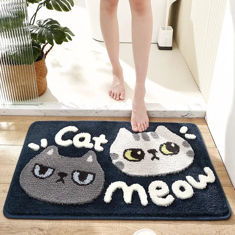 Cute Cartoon Bath Mat High Quality Flocked Microfiber Bathroom Rug