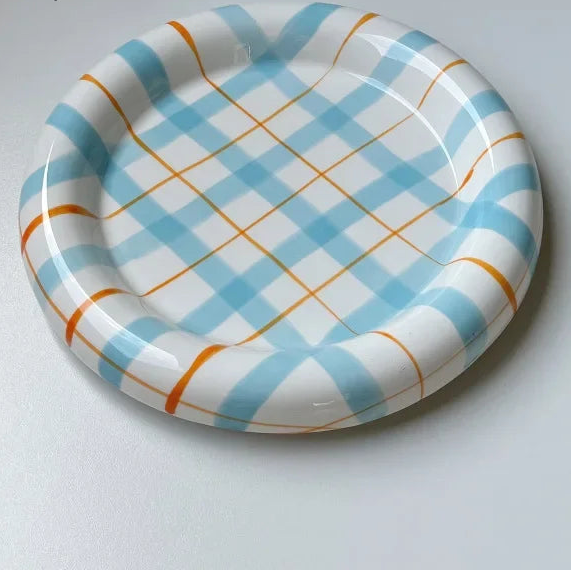 Cream Luxury Plate Dish Food Grade Ceramic Snack Cake Plate