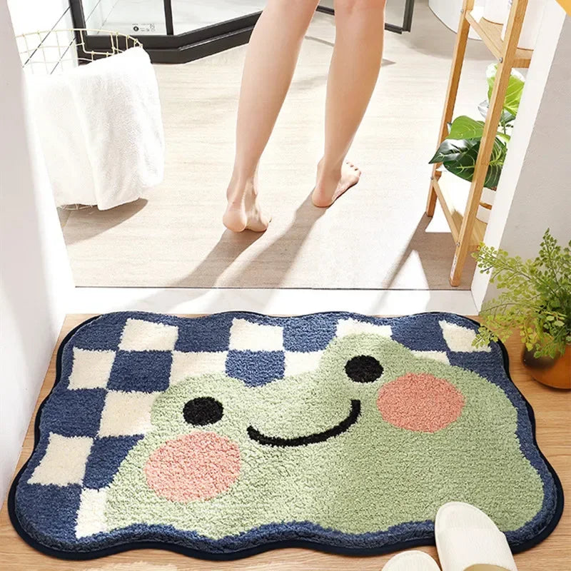 Cute Cartoon Bath Mat High Quality Flocked Microfiber Bathroom Rug